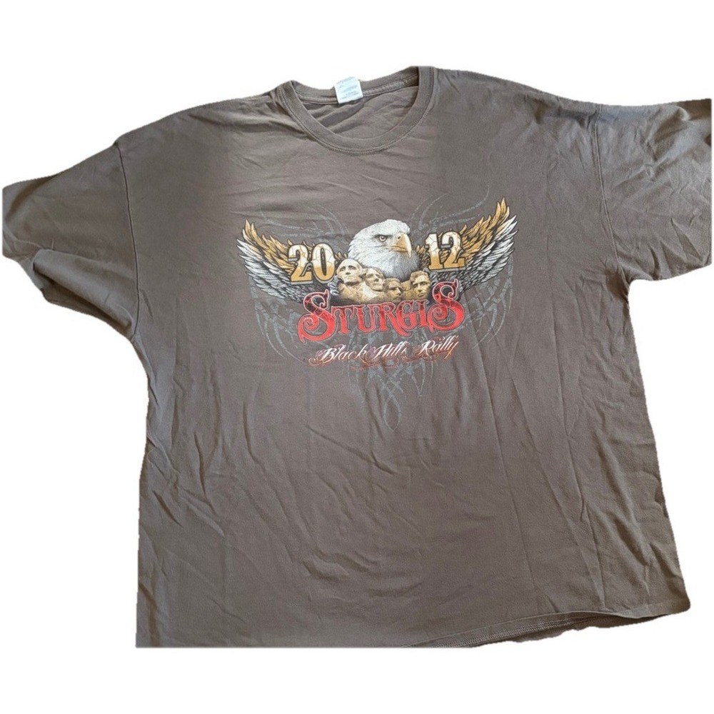 Gildan Sturgis 2012 Black Hills Rally 72nd Anniversary Eagle T-Shirt Mens 2XL